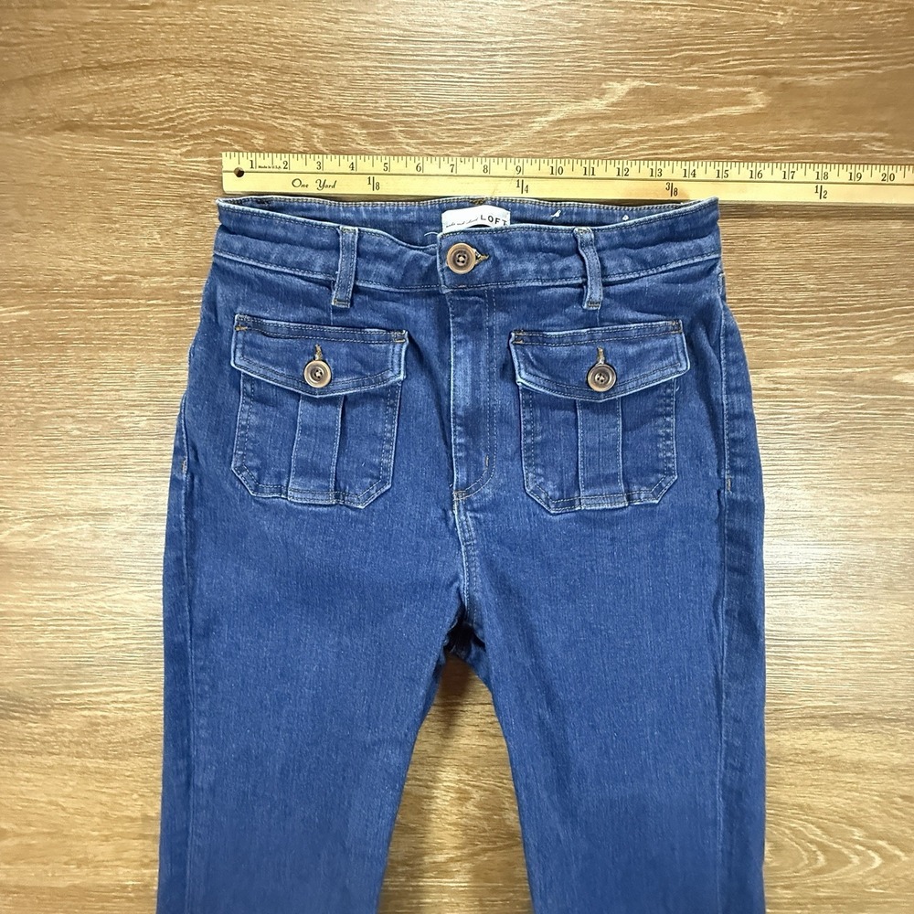 LOFT Women's 10 Slim Flare Jeans Blue High Rise Stretch Casual Denim Boho Y2K - Picture 7 of 11